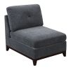 Modular Living Room Furniture Armless Chair Ash Chenille Fabric 1pc Cushion Armless Chair Couch Exposed Wooden base