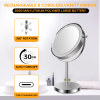 8-inch Makeup Mirror with Lights, Double Sided 1X/10X Magnifying Mirror, 3 Color Lighting Dimmable Vanity Mirror with 360¬∞ Swivel , Built-In Battery