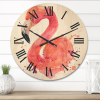 Designart 'Abstract Portrait of Pink Flamingo I' Farmhouse Wood Wall Clock