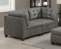 Living Room Furniture Tufted Corner Wedge Antique Grey Breathable Leatherette 1pc Cushion Wedge Sofa Wooden Legs