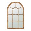 34x54.3" Large Arched Accent Mirror with Brown Frame with Decorative Window Look Classic Architecture Style Solid Fir Wood Interior Decor