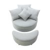 Orisfur. 360¬∞ Swivel Accent Barrel Chair with Storage Ottoman & 4 Pillows, Modern Linen Leisure Chair Round Accent for Living Room