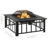 Garden Fire Pit with Poker 31.9"x31.9"x18.5" XXL Steel