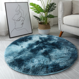 1pc, Non-Slip Plush Round Area Rug for Living Room and Kitchen - Soft and Durable Indoor Floor Mat for Home and Room Decor - 23.62 x 23.62 (Color: Tie-dye Sapphire Blue, size: Diameter 23.62inch)