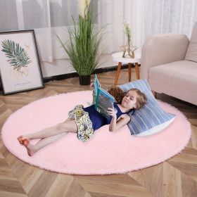 1pc, Plush PV Velvet Area Rug, 62.99", American Style Round Rug, Floor Deocr (Color: Pink, size: 62.99inch)