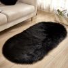 1pc, Oval Plush Rug, Bedside Foot Cushion, Sofa Foot Cushion, Carpet Floor Mat, 23.62*47.24inch, Floor Decor