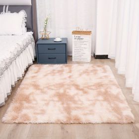 1pc, Tie-Dyed Plush Shag Furry Area Rug for Bedroom, Living Room, Nursery, and Kids Room - Ultra Soft and Fluffy, Washable, Non-Shedding, and Perfect (Color: Tie-dye Beige, size: 35.4*59.1 inch)