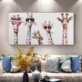 Hand Painted Oil Painting  Horizontal Abstract Animals Giraffe Modern Living Room Hallway Bedroom Luxurious Decorative Painting (Style: 1, size: 75x150cm)