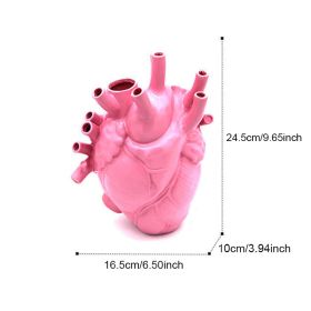 Vase In The Shape Of Human Heart, Home Decoration, Desktop Art Craft Ornament, Exquisite And High-end Indoor Vase, Organ Design Flower Container, Hall (Color: Pink, size: 16.5*10*25)