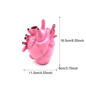 Vase In The Shape Of Human Heart, Home Decoration, Desktop Art Craft Ornament, Exquisite And High-end Indoor Vase, Organ Design Flower Container, Hall (Color: Pink, size: 11.5*8*16.5)