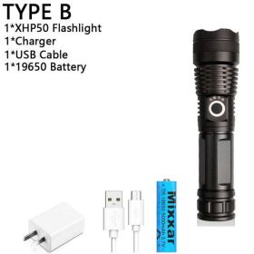 LED/Powerful/Rechargeable/Tactical/Handled/EDC Flashlight cob Bike/Camping/Underwater/Search/Portable Light (Emitting Color: B-XHP50)