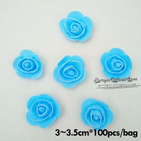 DIY Valentines Day Gifts Red Rose Bear Artificial foam Roses Flower Wedding Engagement Decoration little Bear Mold bear Teddy (Color: 100pcs 3.5cm blue)