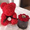 DIY Valentines Day Gifts Red Rose Bear Artificial foam Roses Flower Wedding Engagement Decoration little Bear Mold bear Teddy