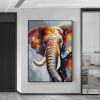 Hand Painted Oil Painting Boho Wall decor Colorful elephant Oil Painting on Canvas animal painting art large 3d wall art original painting Texture Acr